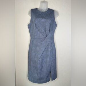 Reiss Sleeveless Plaid Sheath Dress Wool‑Blend USA 10‎ Tailored Fit, Workwear
